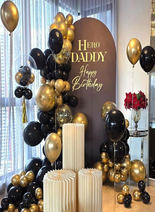 طقم قوس بالونات MEBAY أسود وذهبي وفضي، 166 قطعة من بالونات اللاتكس بأحجام 5 و10 و12 و18 بوصة مع قصاصات ذهبية لتزيين حفلات رأس السنة 2025، وحفلات التخرج، وحفلات الزفاف، وأعياد الميلاد - Image 3